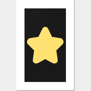 Yellow Star on Black Night Posters and Art